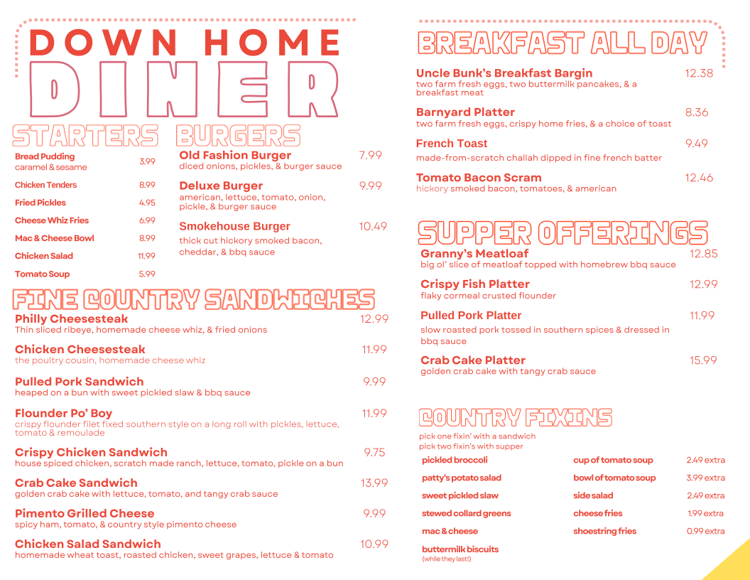 Down Home Diner Menu - Image 2